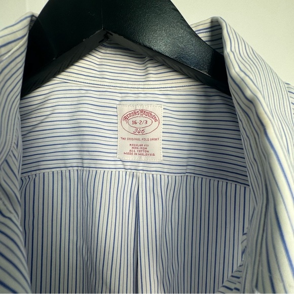 Brooks Brothers 346 Button Down Shirt Men's Size 16 2/3 Blue Stripe Office - Picture 2 of 6
